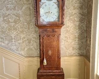 Antique Samuel Hirst Leeds Grandfather Clock With Inlaid Details