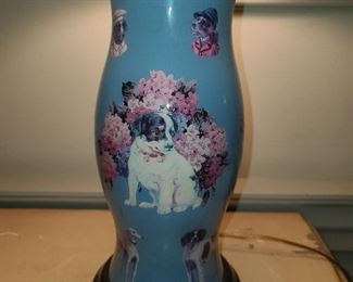 Dog Floral Tin Lamp