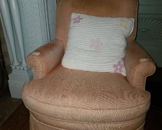 Pink Upholstered Arm Chair