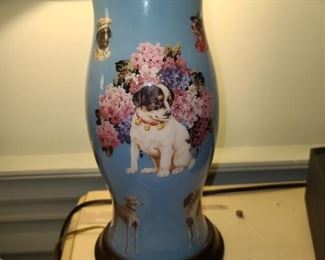 Dog Floral Tin Lamp