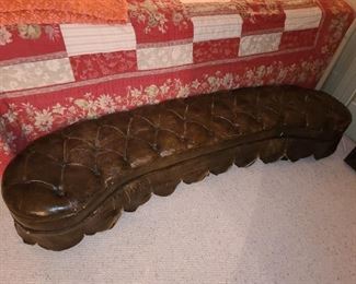 Curved Leather Footstool Bench