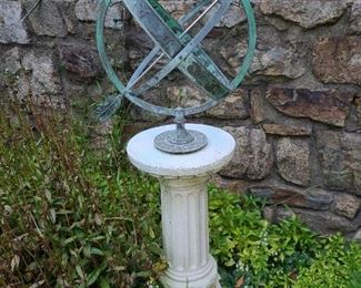 Mounted Sundial On Concrete Pedestal Base