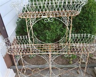 Vintage Wire Cast Iron Plant Stand Holder