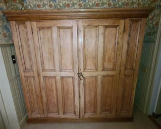Massive Primitive Country Antique Cabinet Armoire
