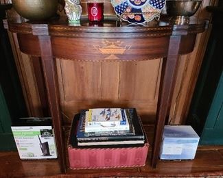 Half Moon Wood Table With Inlaid Details