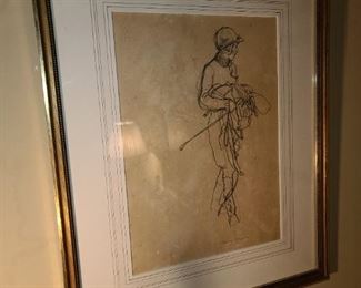 Signed Horse Jockey Framed Artwork