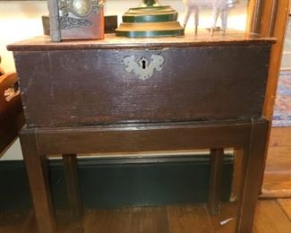 Antique Wooden Box Trunk Table