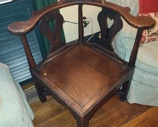 Antique Wooden Corner Conversation Chair