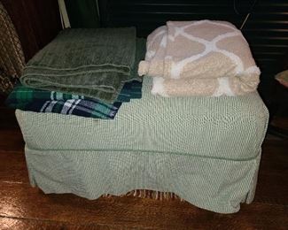Green Upholstered Ottoman
