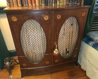Antique Wooden Cabinet With Inlaid Details