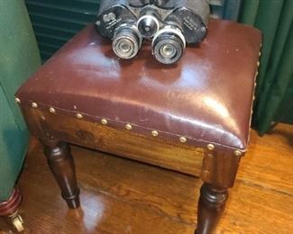 Leather Top Footstool With Binoculars