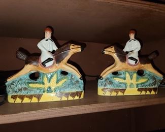 Majolicaware Horse Jockey Figurines