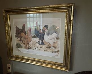 Antique Rooster Framed Artwork