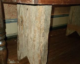 Hand Carved Reclaimed Wood Primitive Country Bench