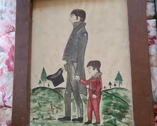 Antique Creepy Artwork Framed Sketch