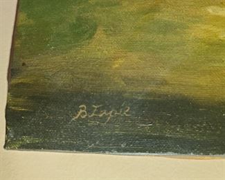 Dog Painting Signed "B. Lapie"