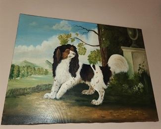 Dog Painting Signed "B. Lapie"
