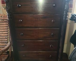 Antique Wood Tall Dresser