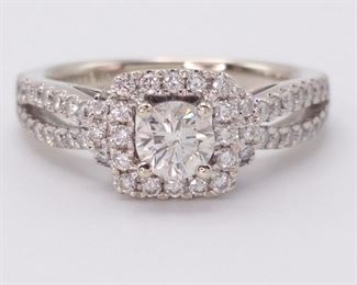 "Vera Wang" Designer 2.03 Carat Diamond & Natural Blue Sapphire Ring in 14k White Gold
