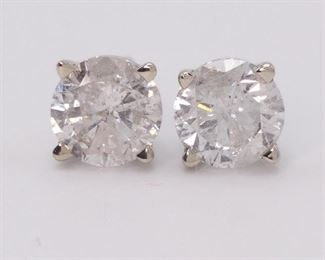 Magnificent! 1.20 Carat Diamond Stud Earrings in 14k White Gold
