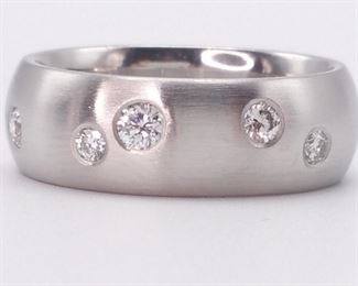 1.00 Carat Fine Bezel Set Diamond Band / Ring in Heavy Satin Platinum
