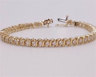 2.00 Carat Diamond "S" Link Estate Bracelet in 14k Yellow Gold

