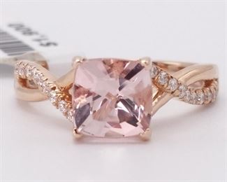 New! 1.40 Carat Morganite and Diamond Ring in 14k Rose Gold
