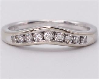 1/4 Carat Contoured Channel Set Diamond Stacking Band / Ring in 14k White Gold
