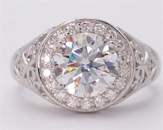 Dazzling 2.00 Carat Moissanite "Bella Moi" Designer Halo Filigree Ring
