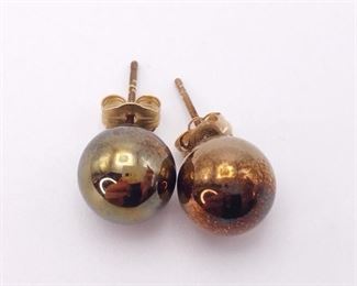 Illusion Pearl Stud Earrings in 14k Yellow Gold
