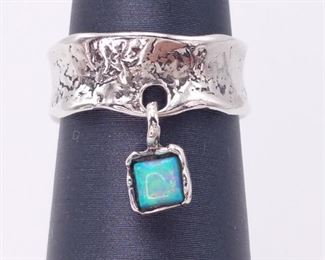 Artist Signed Opal Dangle Estate Ring
