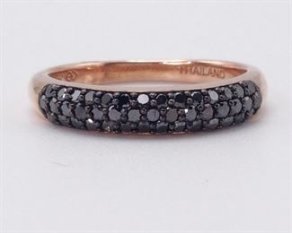 1/2 Carat Pave' Set Natural Black Diamond Ring in Rose Gold
