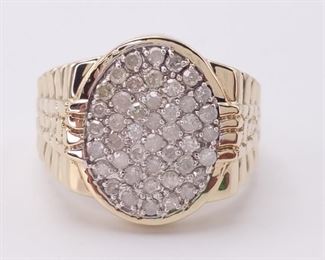 Impressive 1.00 Carat Rolex Style Diamond Cluster Yellow Gold Estate Ring

