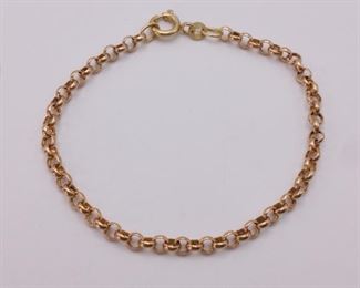 Rolo Style Link Estate Bracelet in 14k Yellow Gold
