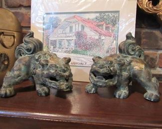 Heavy bronze foo dogs