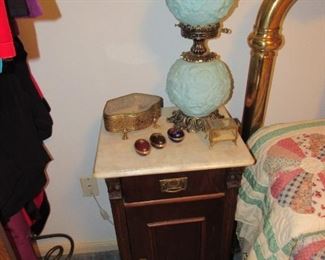 One of two Victorian marble top commodes