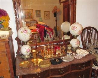 Wide Victorian marble top dresser