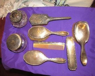 Antique sterling dresser pieces