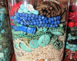 10 lbs pearls, turquoise, blue lapis & others
