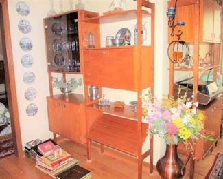  TEAK FREE STANDING DOUBLE UNIT, STORAGE AND SHELVING  $1,500.00AK FREE STANDING UNITS