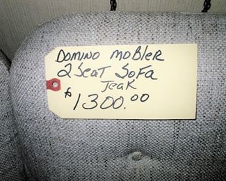   DOMINO MOBLER 2 SEAT SOFA, TEAK, $1,300.00