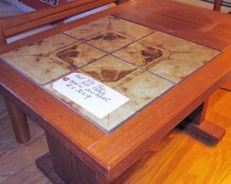   MADE IN CANADA, TEAK TILE TOP SIDE TABLE, 21X30X9  $465.00