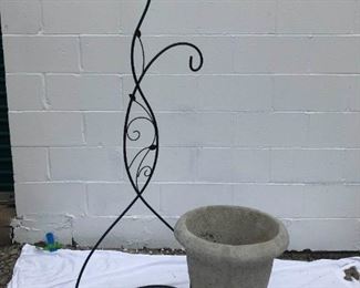 Cement Urn and Hanging Stand