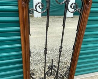 Spanish Wrought Iron Wood Carved Mirror Art Nouveau Baroque