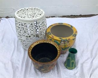White Cast Iron Tables Plus Pots