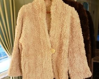 Sheared blonde beaver knitted jacket