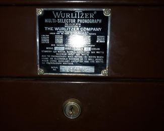 Wurlitzer Multi-Selector Phonograph tag on back
