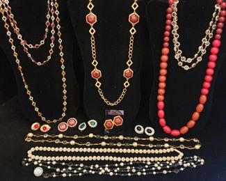 Furla red bead necklace and other costume jewelry