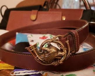 Vintage leather belt and a Gucci wallet