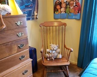 Maple rocker and Sesame street poster